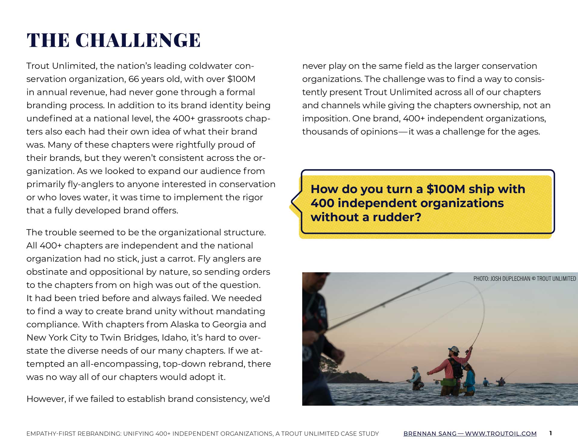 A page titled "The Challenge" from the case study